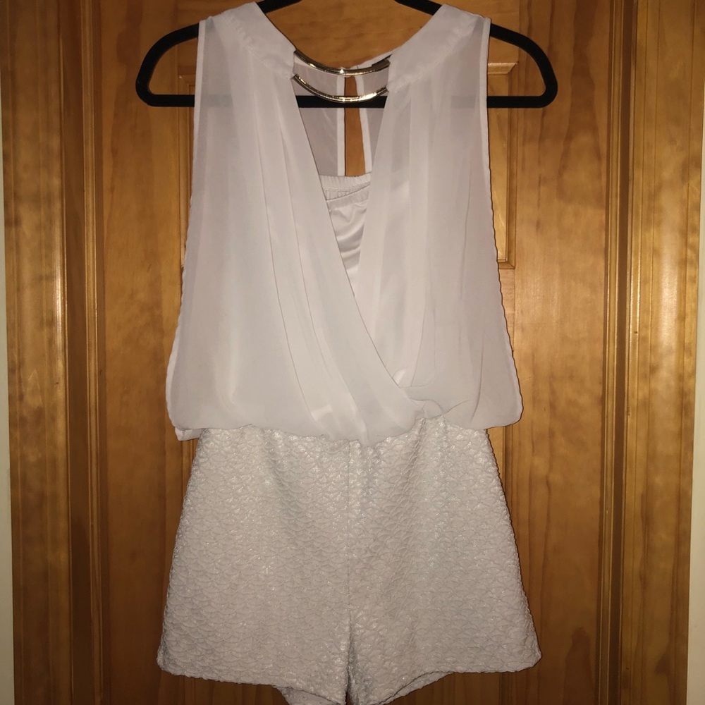 White Romper with Gold Details